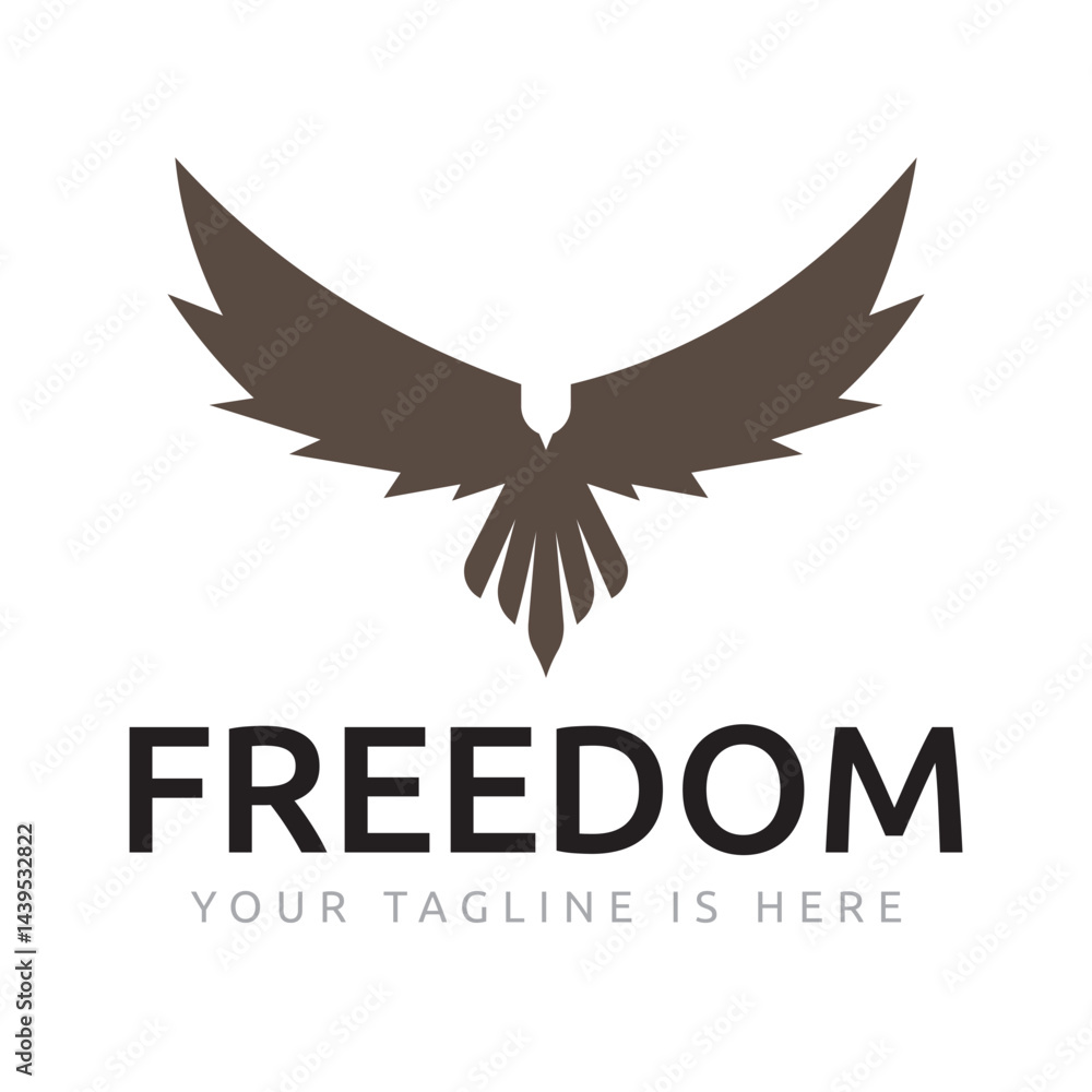 Fototapeta premium Eagle Hawk Falcon Bird Animal Silhouette Flying Flapping Wings Freedom Logo Template