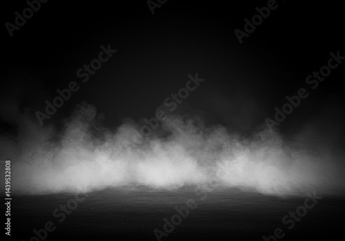 Atmospheric smoke effect fills the dark room creating a mysterious scene