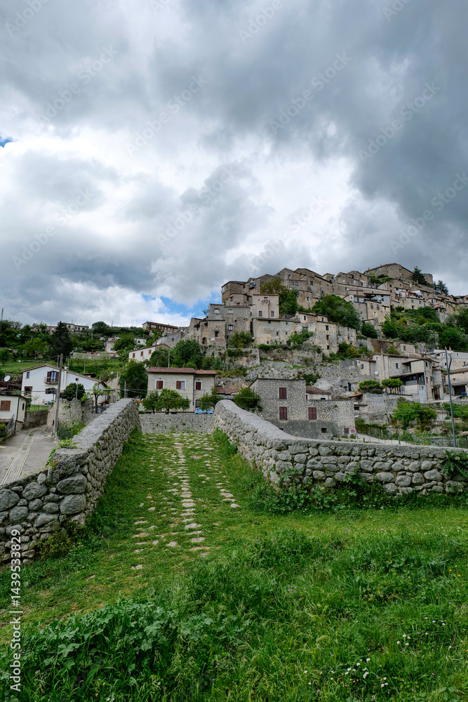 View of Prata Sannita, a medieval town in the mountains of the province of Caserta, Italy.