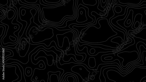 Black and white topo map of hilly area, ideal for outdoor enthusiasts, hikers, cartographers, geologists, and landscape designers.