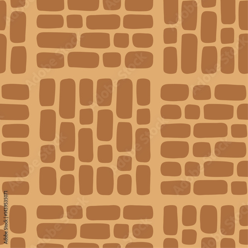 Abstract seamless pattern, endless tile surface tile structure background. Simple rectangular geometric bricks wallpaper,  casual wrapping paper. Isolated. Vector illustration.