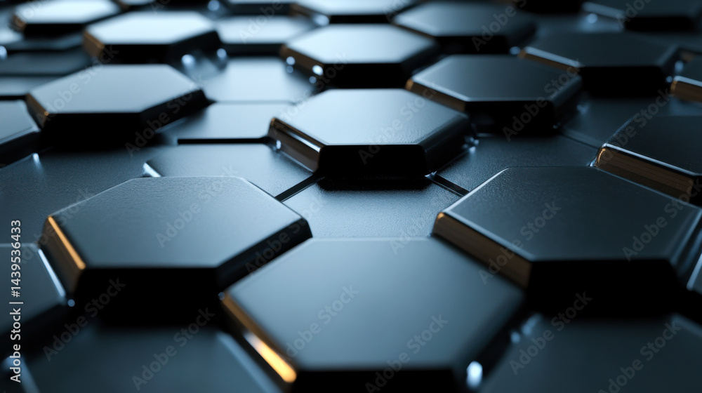 Black hexagonal pattern creates a modern and sleek design suitable for various applications in architecture and interior decor