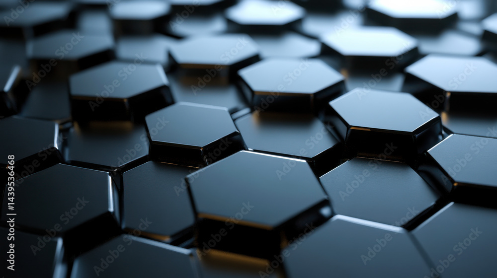Black hexagonal pattern creates a modern and sleek design suitable for various applications in architecture and interior decor