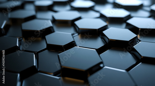 Black hexagonal pattern creates a modern and sleek design suitable for various applications in architecture and interior decor
