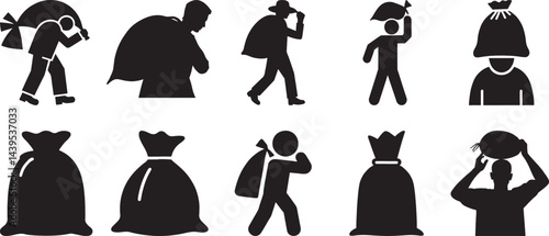 Man Carrying Sack Vector Art - Best for Agricultural Campaigns, Manual Labor Concepts, and Farming Designs