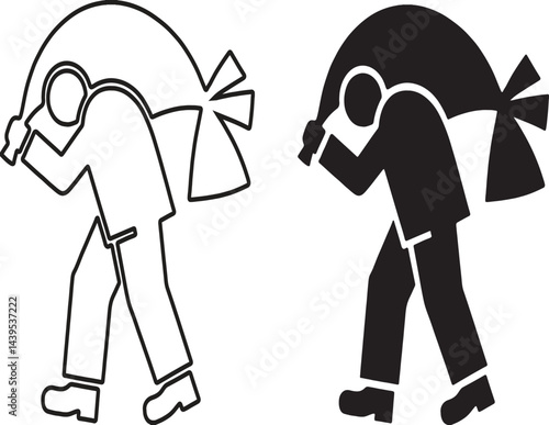 Man Carrying Sack Vector Art - Best for Agricultural Campaigns, Manual Labor Concepts, and Farming Designs