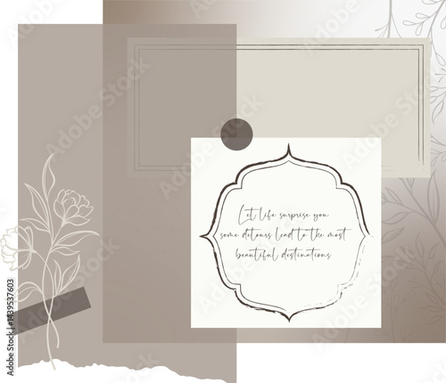 Aesthetic vintage note layered scrapbook journaling memo pad