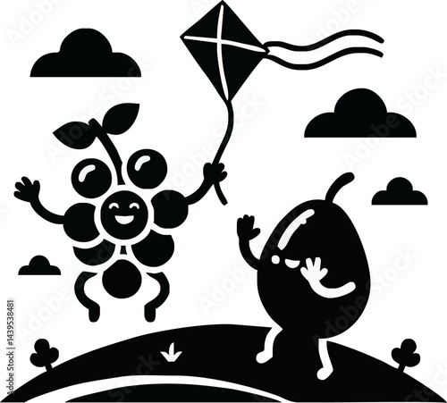 Silhouette icons of a man, girl, and sword symbol a set with black vector design