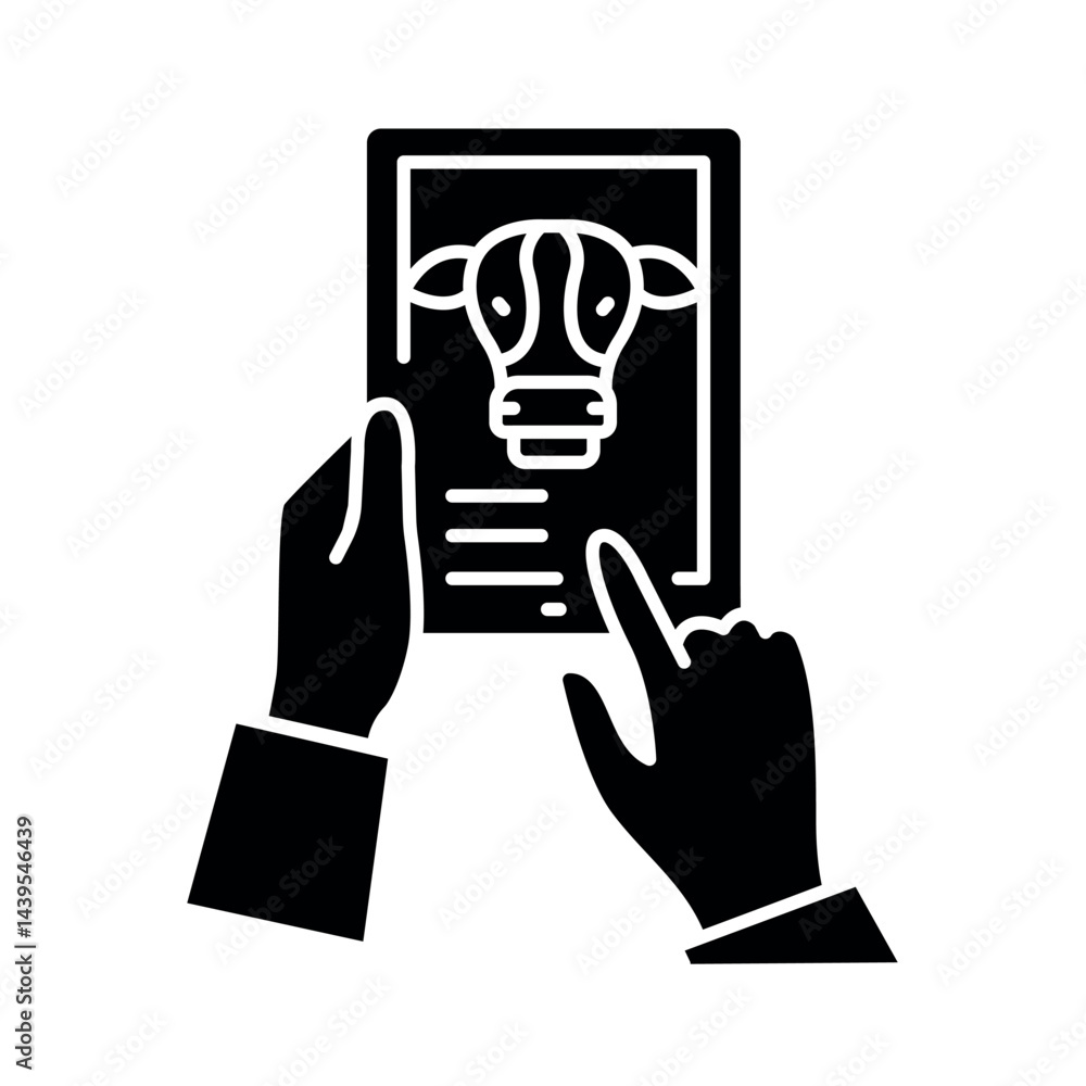 Fototapeta premium Farm Management Software black glyph icon.