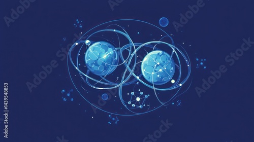 Wallpaper Mural Two atoms with electrons orbiting. Science concept for physics or chemistry use Torontodigital.ca