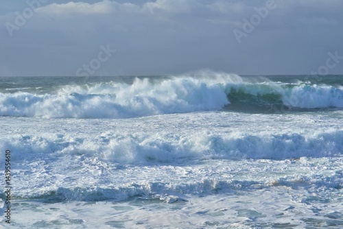 Big waves in the ocean, Camino de Santiago, Baiona, the sortm is near