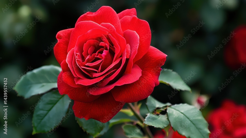 A scarlet red rose in full bloom A scarlet red rose in full bloom
