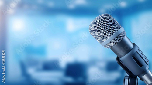 closeup of microphone with soft chair ultrahigh quality no logos stock photo style photorealistic render
