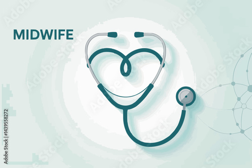 Midwife Appreciation Concept with Stethoscope and Heart Art