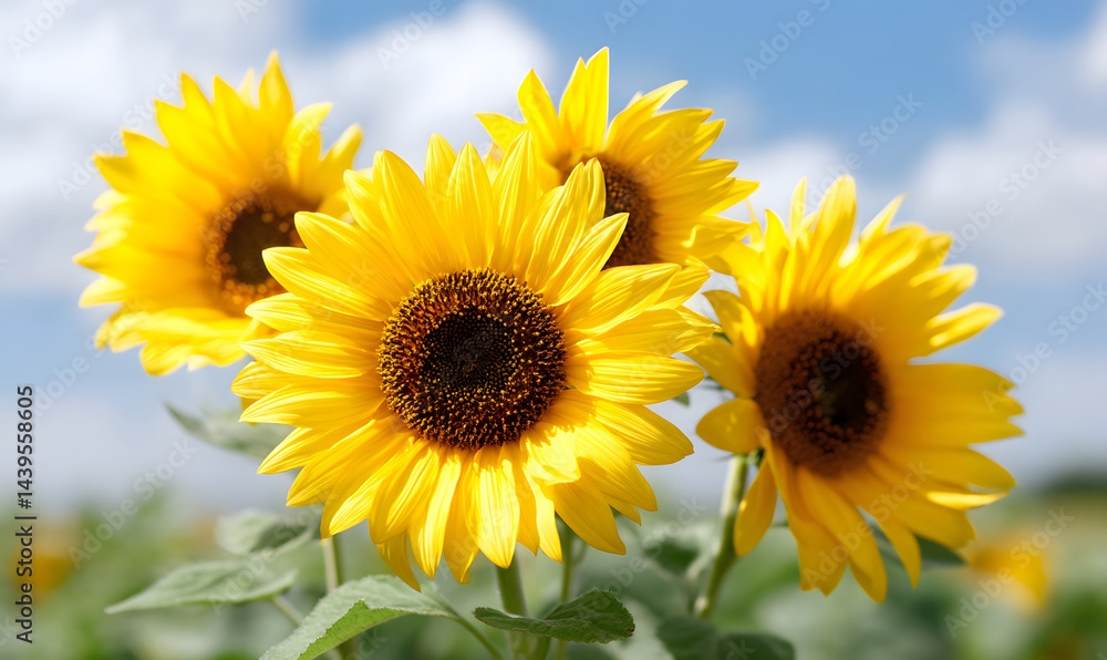 sunflowers of blue sky-generative ai sunflowers of blue sky-generative ai