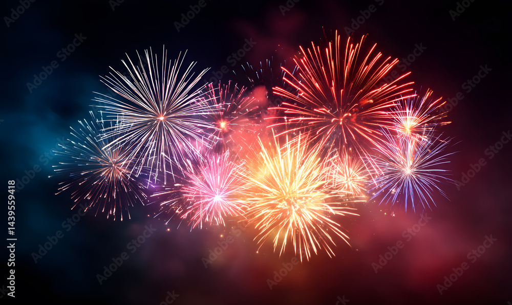 fireworks in the night sky-generative ai fireworks in the night sky-generative ai