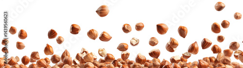 Wallpaper Mural Hazelnuts suspended in mid-air, PNG, created with Generative AI Torontodigital.ca