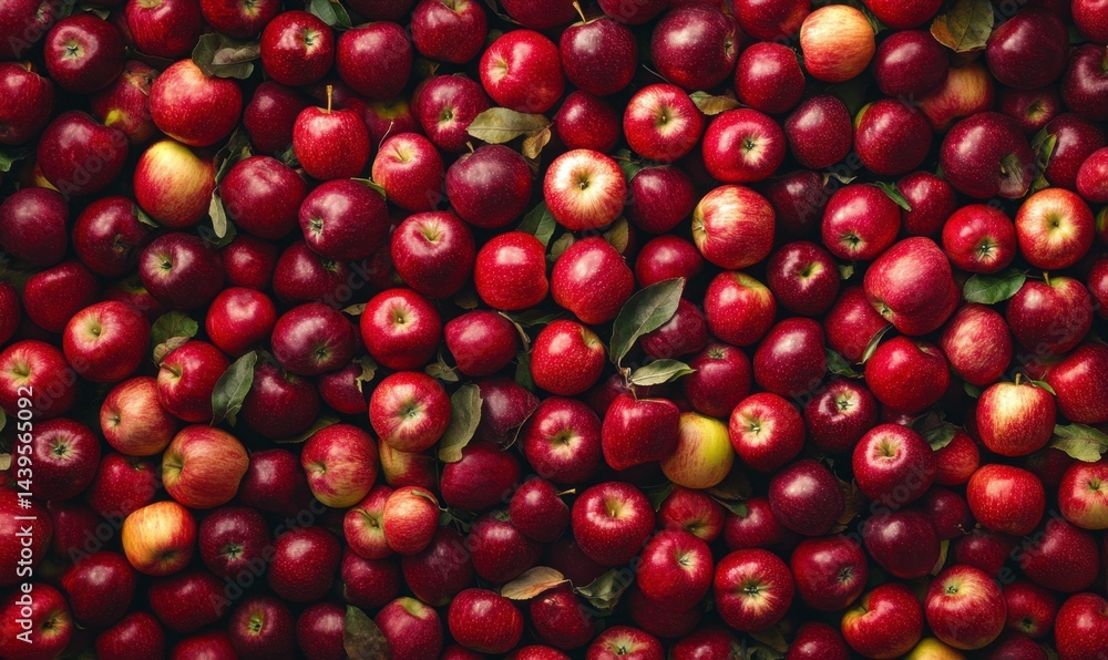 Fresh Red Apples Gathered Together in Abundance on a Rustic Surface Fresh Red Apples Gathered Together in Abundance on a Rustic Surface