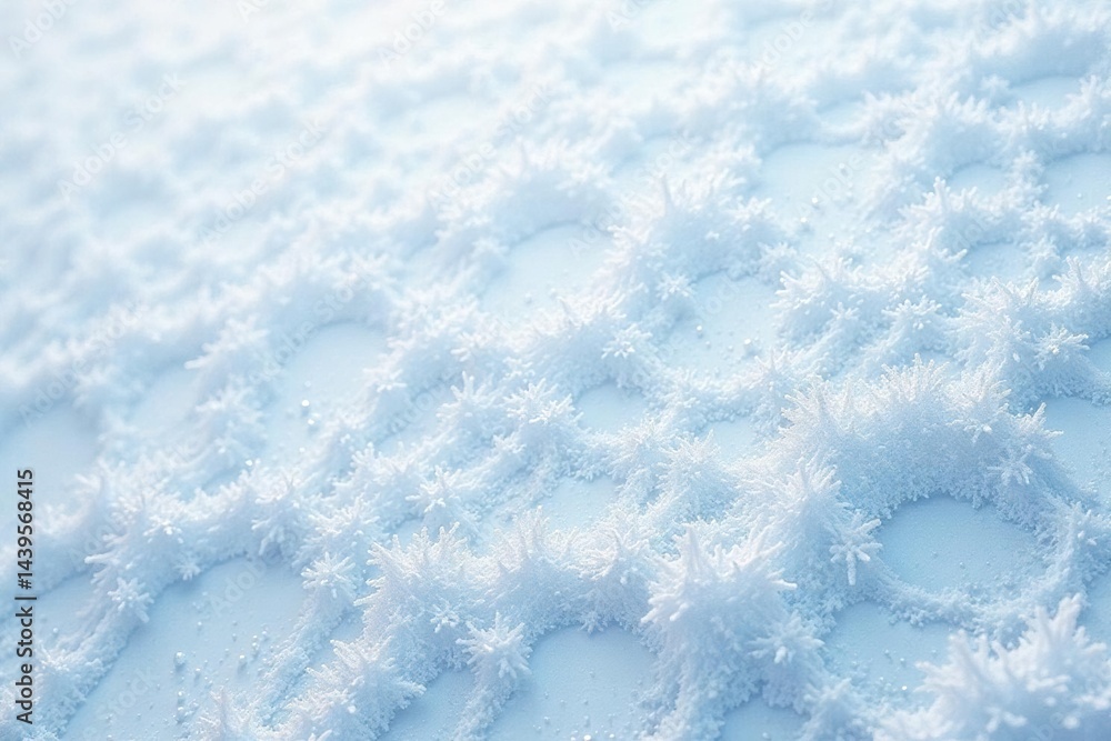 Fototapeta premium Icy white frost patterns on a pristine white surface, texture, frozen