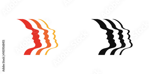 Abstract singing human heads logo. Choir symbol vector design element.