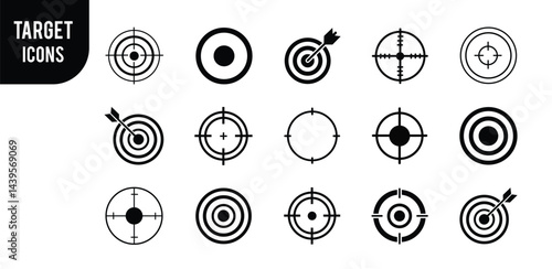 "Bullseye Moments: Target and Arrow Icon Collection."