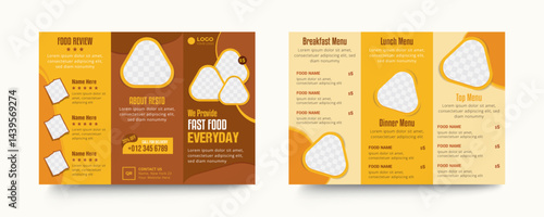 Modern fast food restaurant trifold menu design template
