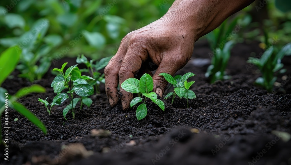 Planting young sprouts Planting young sprouts