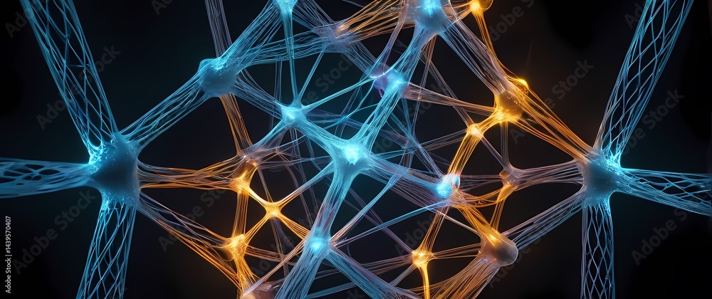 D scientific visualizations of molecular lattices with interlaced glowing filaments. Extremely detailed high resolution illustration.