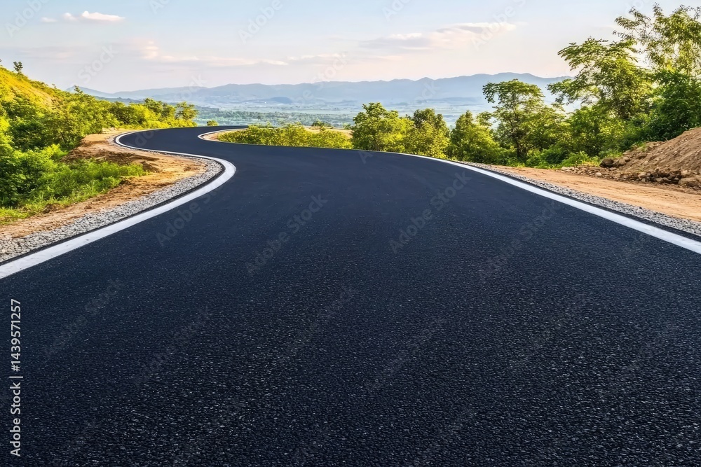 Winding road through landscape Winding road through landscape