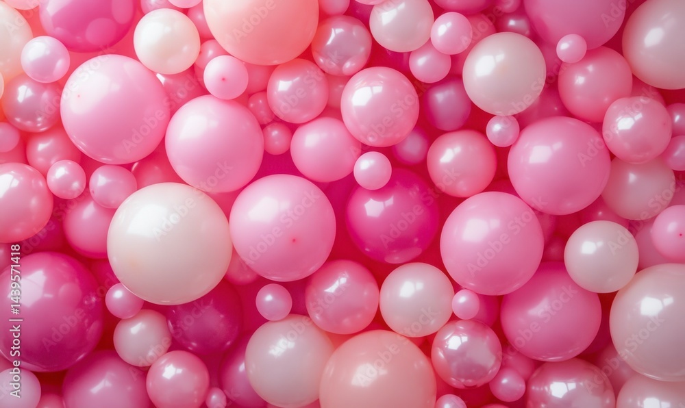 Pink Decorative Balls in Various Sizes Creating a Colorful Background Pink Decorative Balls in Various Sizes Creating a Colorful Background