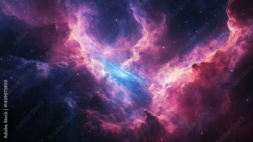 Obraz premium Nebula Space Cloud with Stars, Cosmic Galaxy Background nebula space cloud stars galaxy cosmic sky