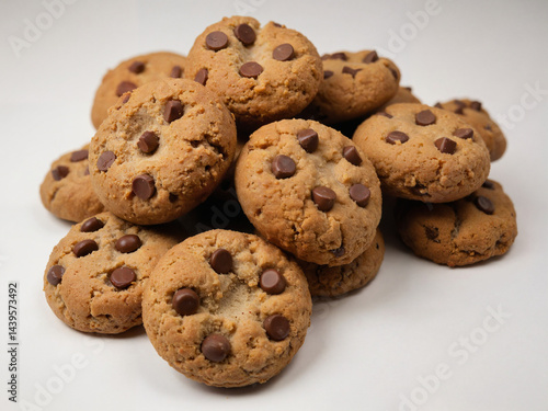 The image of several cookies is piled up on a plate together. 