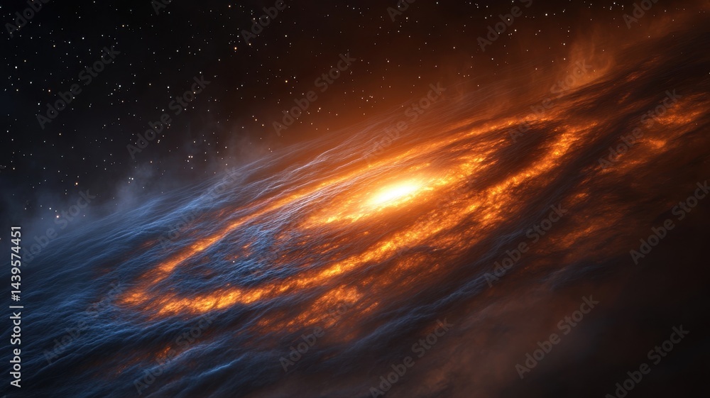 Fototapeta premium Fiery Galaxy Spiral: Cosmic Wonder galaxy spiral galaxy space cosmos universe astronomy celestial