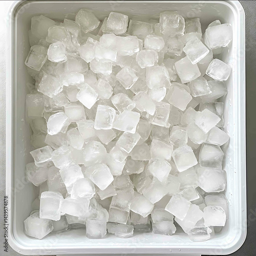 top down shot of a lot of refreshing ice cubes in a cooler