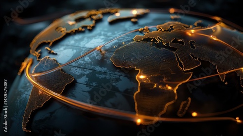 Global network connections visualized on Earth globe