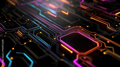 Abstract glowing circuit board technology background