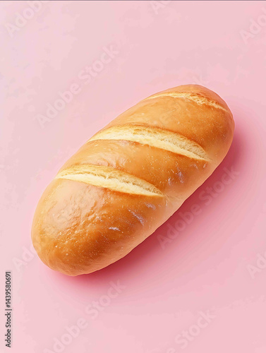 Product photography a cream bread on a light pink background solid color background no other elements no shadows studio lighting overhead Ultra HD