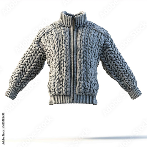 thick winter zippered jumper in tpose isolated on white background
