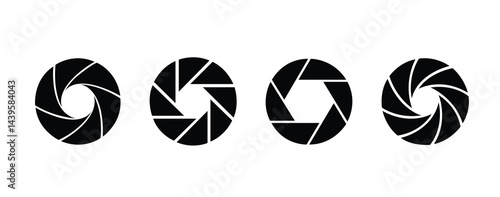 "Shutter Icon set. Camera Lens Symbols, Photography Vectors and Aperture Design Set."