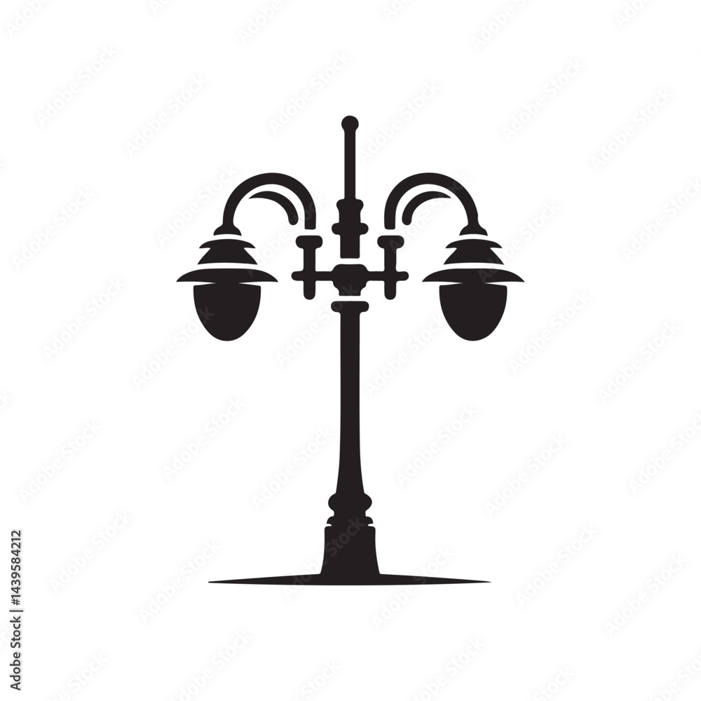 Obraz premium street lamp vector silhouette clip art illustration