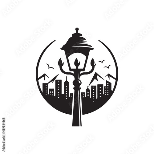 street lamp vector silhouette clip art illustration