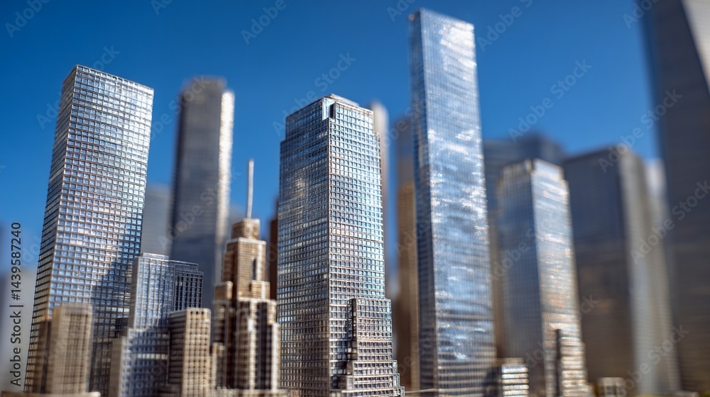 Fototapeta premium Miniature Skyscrapers in Financial District Model/金融街のミニチュア高層ビルモデル11