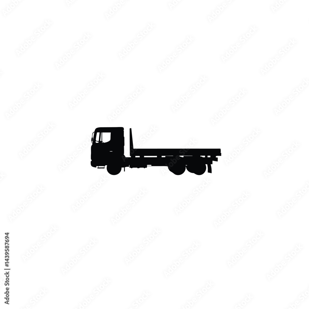 Low Bed Truck Trailer silhouette on white background Low Bed Truck Trailer silhouette on white background