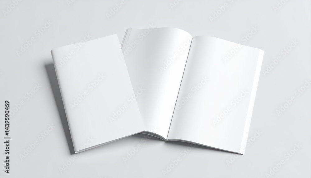 Blank Brochure Mockup Open on White Background Perfect for Design Presentations Blank Brochure Mockup Open on White Background Perfect for Design Presentations
