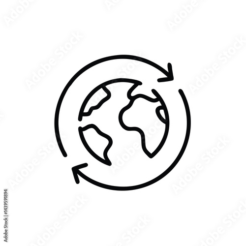 earth with arrows global recycling on white background for web and graphic design