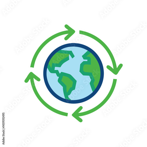 earth with arrows global recycling on white background for web and graphic design