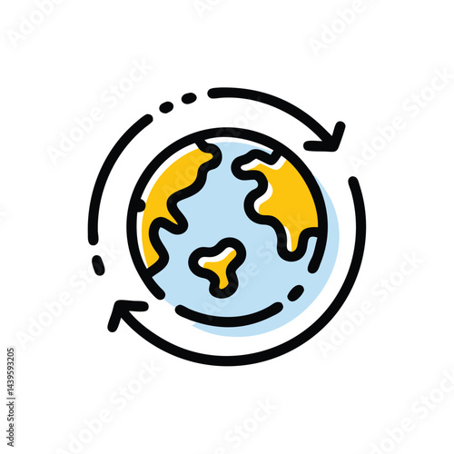 earth with arrows global recycling on white background for web and graphic design