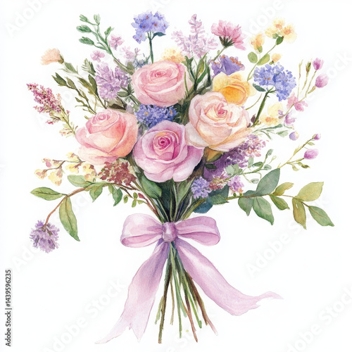 Gentle watercolor flower evoke tender emotion and romantic mood