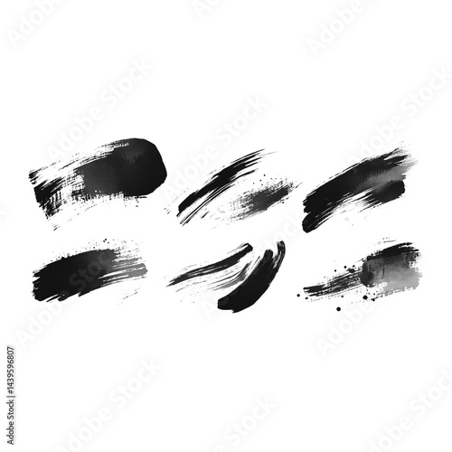 Artistic black paint strokes create dynamic and expressive design element