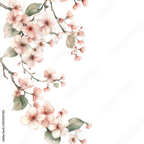 Wallpaper Mural Watercolor illustration branch blooming softly with delicate flower, radiating gentle joy Torontodigital.ca